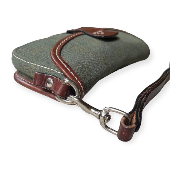 Dooney & Bourke Olive Green Signature Fabric w/Brown Leather Trim Wristlet - Picture 4 of 8